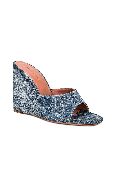 Shop Amina Muaddi Lupita Denim Wedge In Acid