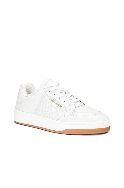 Saint Laurent Leather Sneakers In Blanc Optique