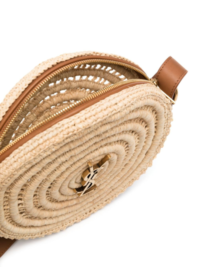 LOGO-PLAQUE RAFFIA SHOULDER BAG