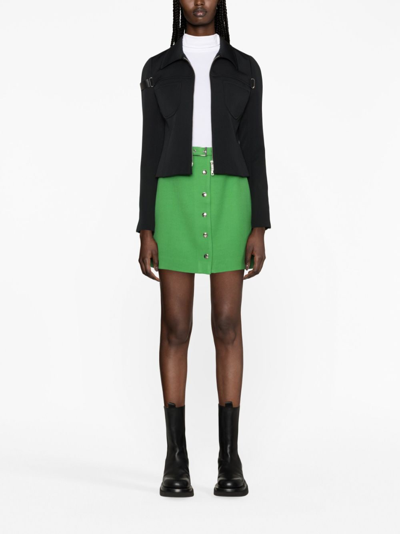 Shop Etro Belted A-line Miniskirt In 绿色