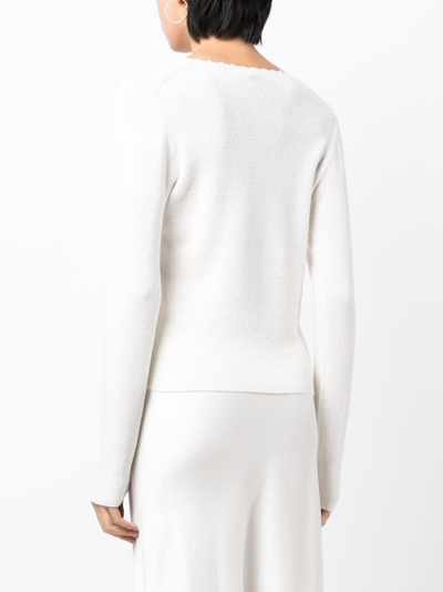 Shop Vince Crochet-trim Linen-blend Cardigan In White