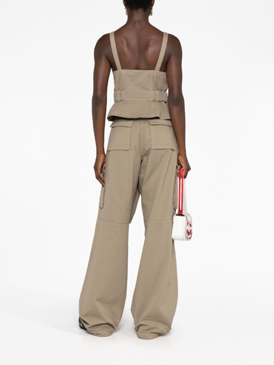 Coperni Buckle-embellished Cotton Corset Top In Green