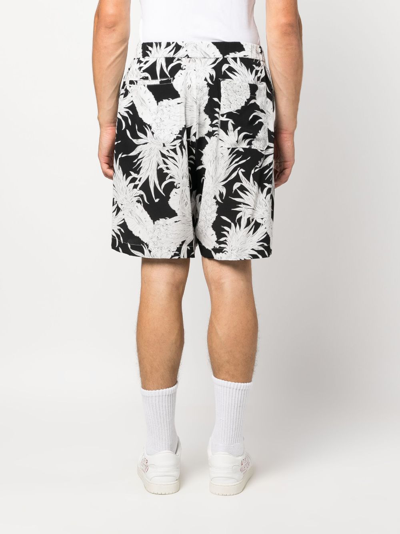 Shop Valentino Pineapple-print Bermuda Shorts In Black