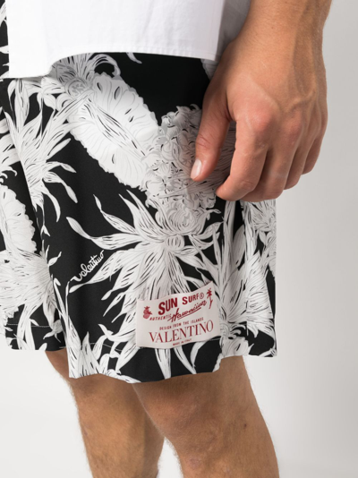 Shop Valentino Pineapple-print Bermuda Shorts In Black
