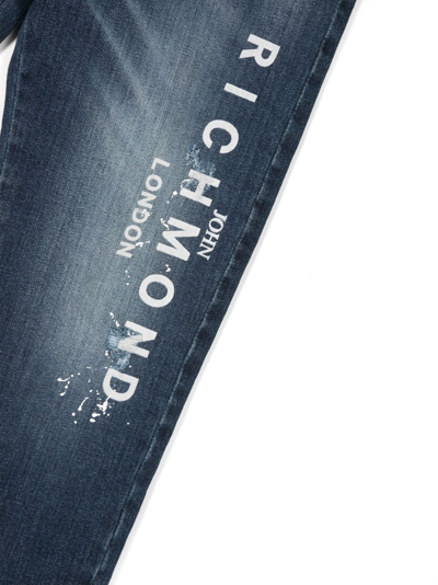 Shop John Richmond Junior Amadir Logo-print Jeans In Blue
