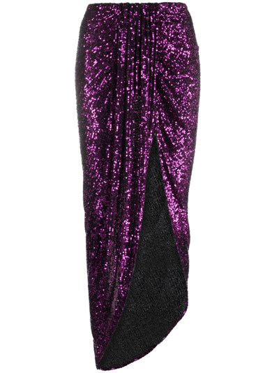 Shop Nervi High-waisted Sequin-embellished Skirt In Purple