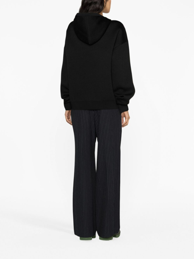 Jw Anderson Mouse Intarsia-knit Hoodie In Black