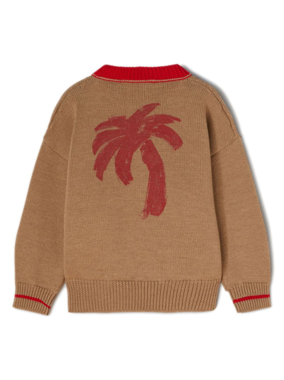 Palm Angels Camouflage-print Virgin Wool Jumper In Neutrals