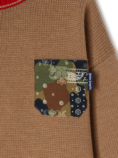 Palm Angels Camouflage-print Virgin Wool Jumper In Neutrals