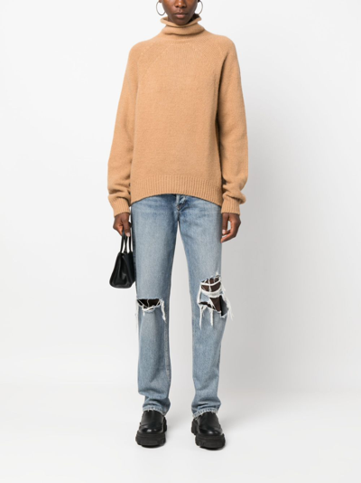 Shop Apc High-neck Wool-blend Jumper In Brown