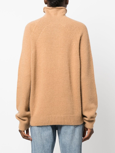 Shop Apc High-neck Wool-blend Jumper In Brown