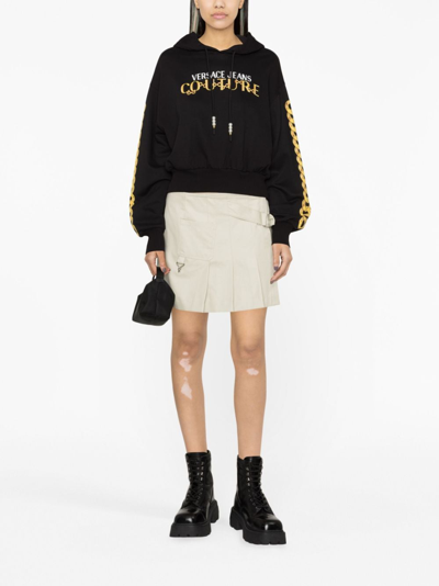 Versace Jeans Couture Logo Couture-print Hoodie In Black