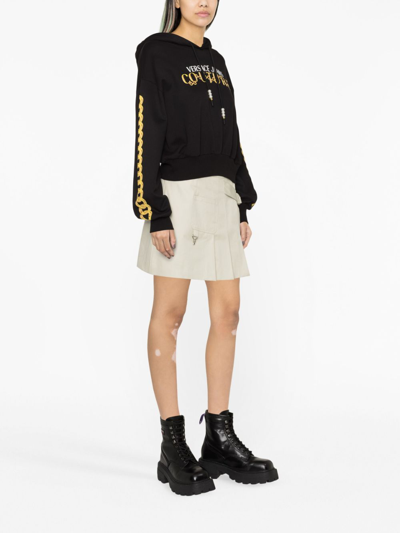 Shop Versace Jeans Couture Logo Couture-print Hoodie In Black