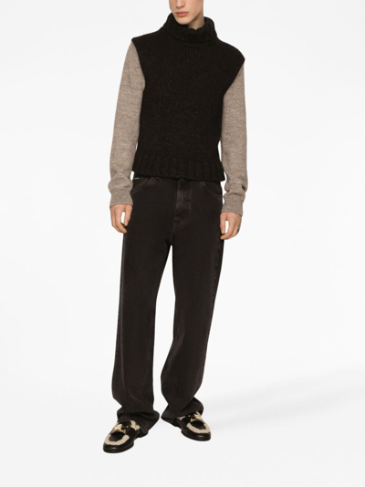 Shop Dolce & Gabbana High-neck Chunky-knit Jumper In Black