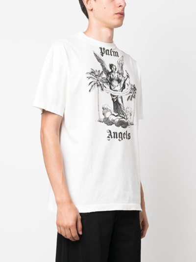 Shop Palm Angels University Logo-print T-shirt In White