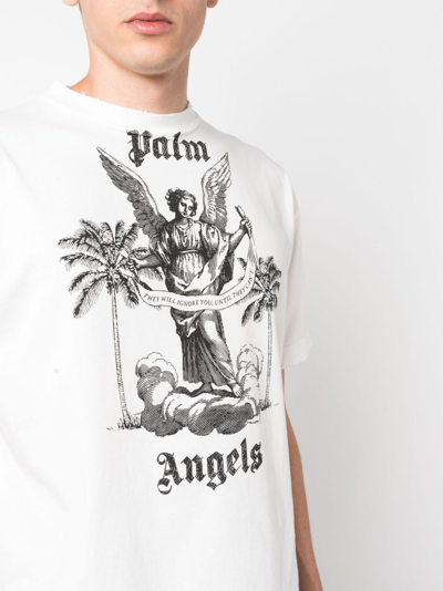 Shop Palm Angels University Logo-print T-shirt In White
