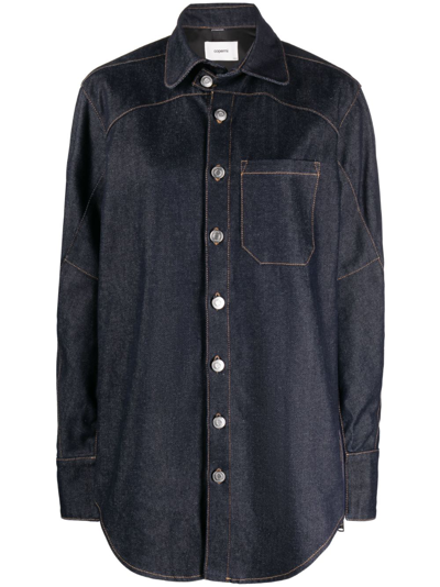 Shop Coperni Moto Oversized Denim Shirt In Blue