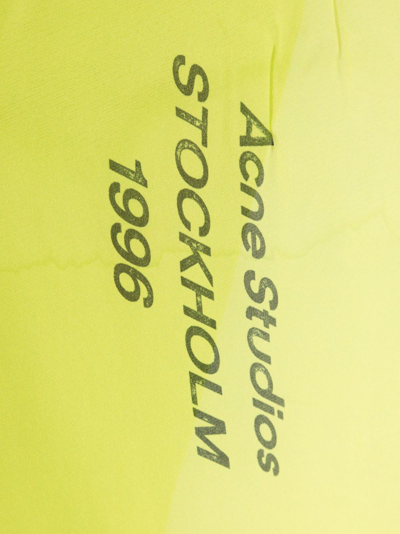 Shop Acne Studios Logo-print Silk Scarf In Yellow