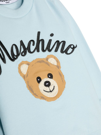 Shop Moschino Logo-embroidered Cotton Sweatshirt In Blue