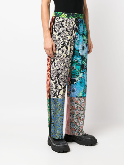 Marine Serre Scarves-print Silk Trousers In Green