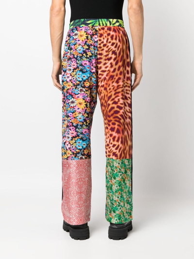 Marine Serre Scarves-print Silk Trousers In Green
