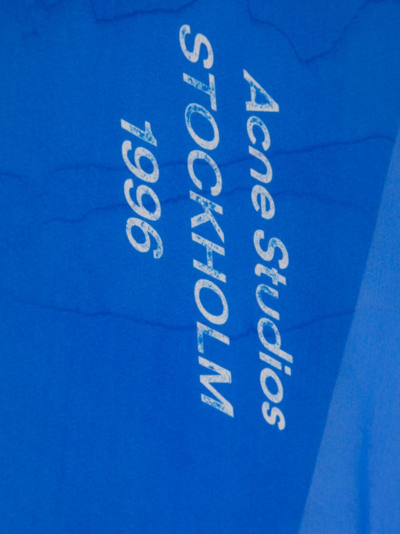 Acne Studios Logo-print Silk Scarf In Blue