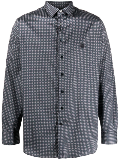 Shop Etro Geometric-pattern Long-sleeve Shirt In Blue