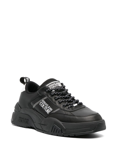 Shop Versace Jeans Couture Logo-print Lace-up Sneakers In Black