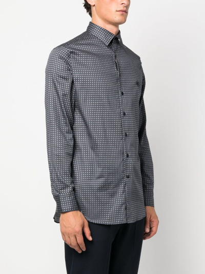 Shop Etro Geometric-pattern Long-sleeve Shirt In Blue