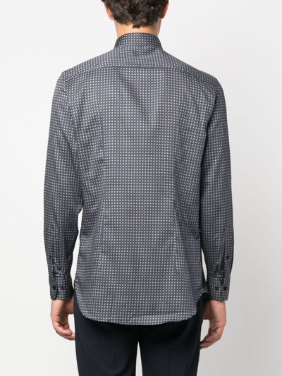 Shop Etro Geometric-pattern Long-sleeve Shirt In Blue