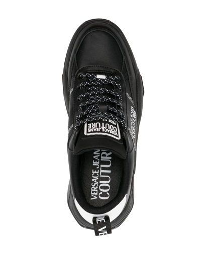 Shop Versace Jeans Couture Logo-print Lace-up Sneakers In Black