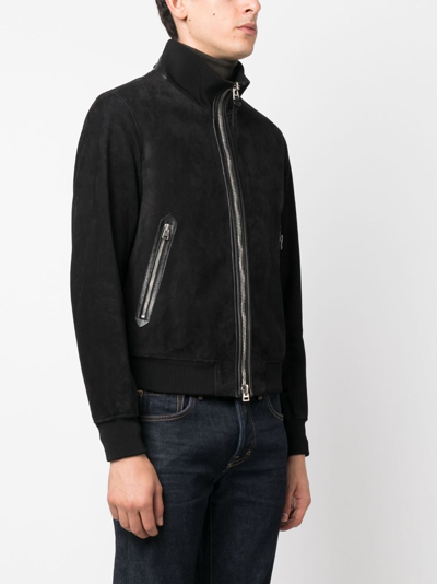 Shop Tom Ford Zip-up Suede Bomber Jacket In Black