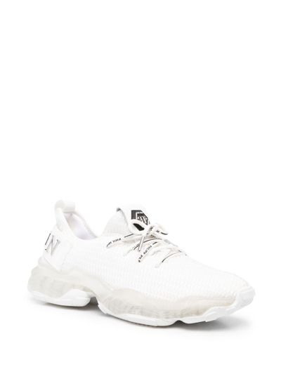 Philipp Plein Hyper Shock Stretch Knit Running Sneakers In "01 White"