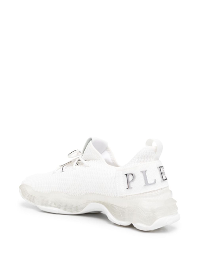 Philipp Plein Hyper Shock Stretch Knit Running Sneakers In "01 White"