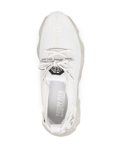 Philipp Plein Hyper Shock Stretch Knit Running Sneakers In "01 White"