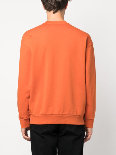 Apc Eliot Flocked-logo Cotton Sweatshirt In Orange