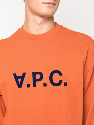 Apc Eliot Flocked-logo Cotton Sweatshirt In Orange