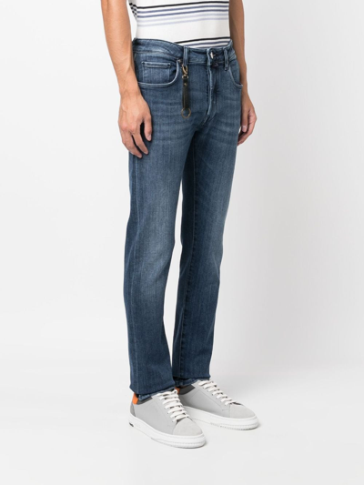 Shop Incotex Tapered-leg Stretch-cotton Jeans In Blue
