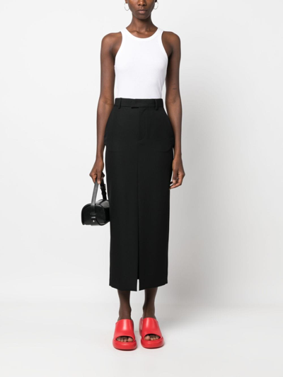 Shop Armarium High-waisted Midi Pencil Skirt In Black