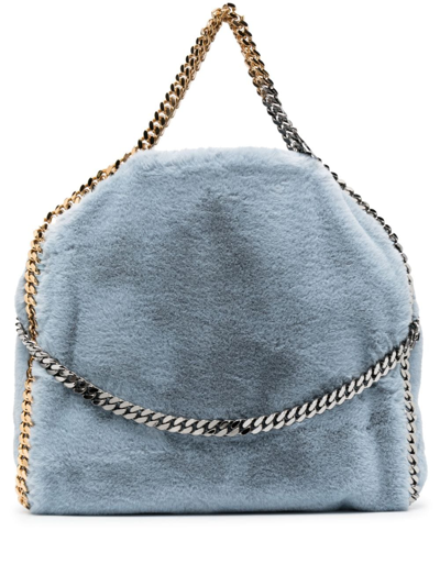 Shop Stella Mccartney Falabella Faux-fur Tote Bag In Blue