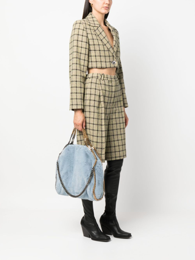 Stella Mccartney Mini Falabella Faux Fur Shoulder Tote In Blue