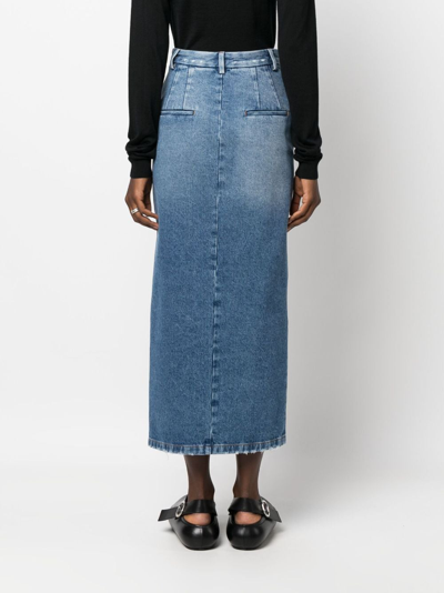 Shop Armarium High-waisted Cotton Denim Skirt In Blue