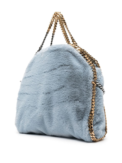 Shop Stella Mccartney Falabella Faux-fur Tote Bag In Blue