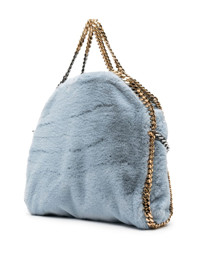 Stella Mccartney Mini Falabella Faux Fur Shoulder Tote In Blue