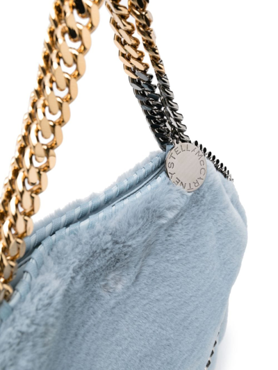 Stella Mccartney Mini Falabella Faux Fur Shoulder Tote In Blue