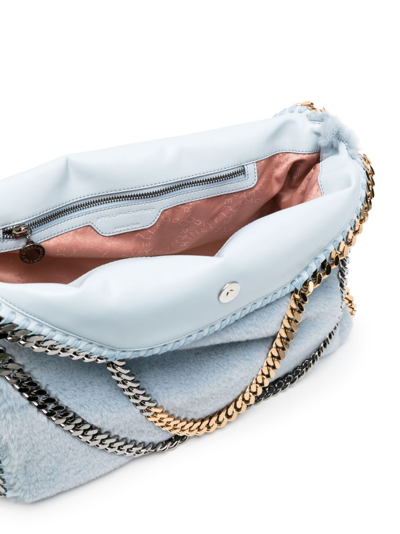 Stella Mccartney Mini Falabella Faux Fur Shoulder Tote In Blue