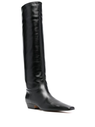 Khaite Marfa Leather Knee Western Boots In Black