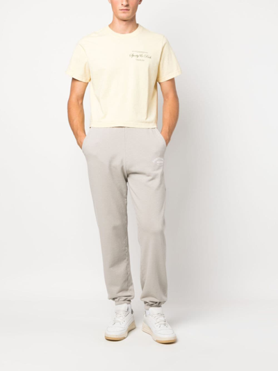 Sporty And Rich Logo-print Cotton Track Trousers In Neutrals