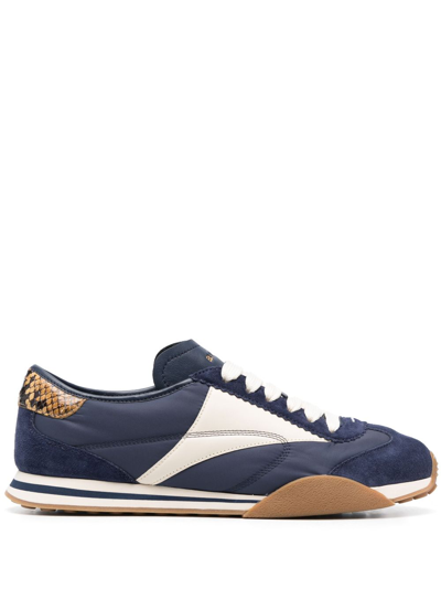 Shop Bally Panelled Suede Sneakers In Blue