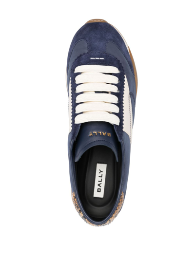 Shop Bally Panelled Suede Sneakers In Blue